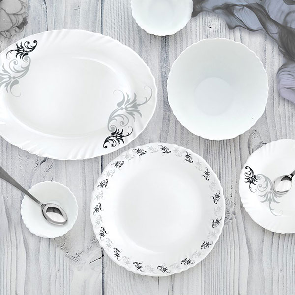 Black Magic Imperial Series Dinner Set, 19 Pieces, White, Service For 6