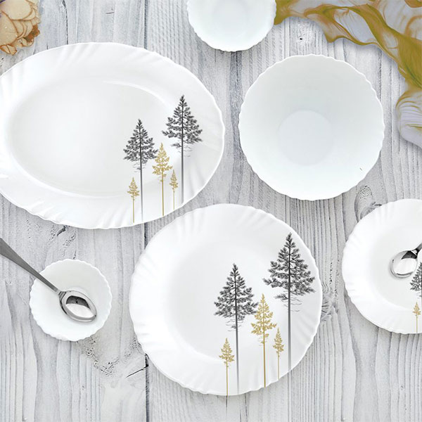 Golden Pine Imperial Series Dinner Set, 33 Pieces, White, Service For 6