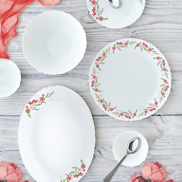 Cello Creeper Imperial Series Dinner Set, 33 Pieces, White, Service For 6
