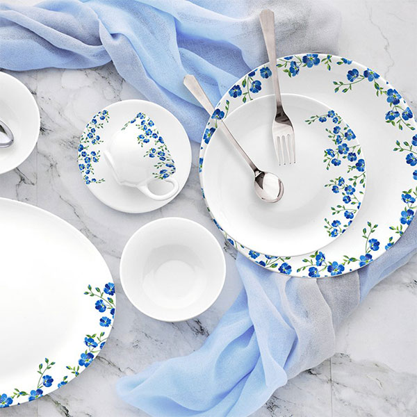 Blooming Garden Royale Series Dinner Set, 33 Pieces, White, Service For 6