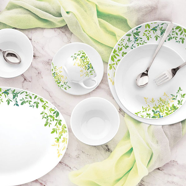 Green Orchard Royale Series Dinner Set, 27 Pieces, White, Service For 6