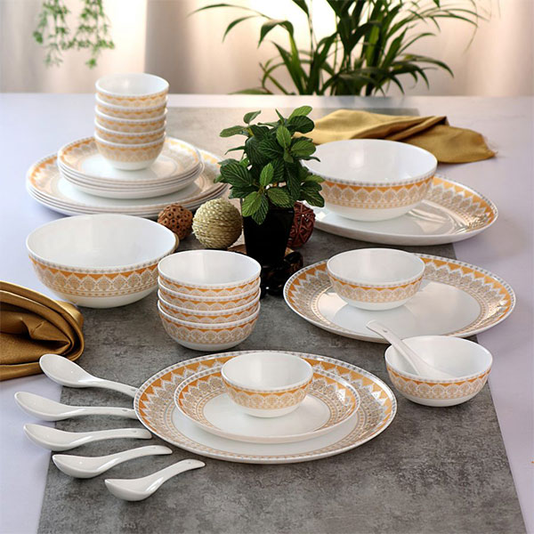 Victoria Divine Series Opalware Dinner Set, 27 Pieces, White, Service For 6