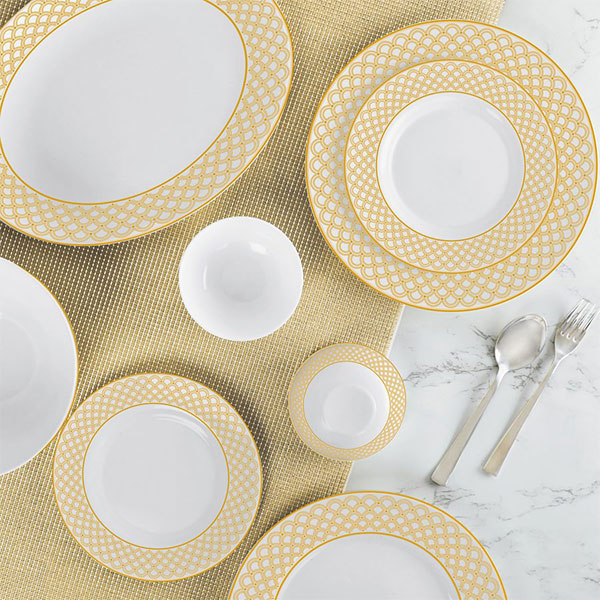 Golden Crown Ariana Series Opalware Dinner Set, 29 Pieces, White, Service For 6