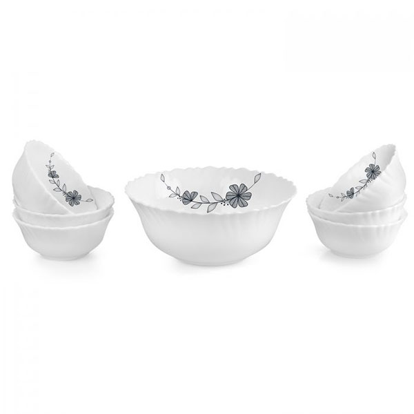 Florid Vine Dazzle Series Pudding Set, Set Of 7, White
