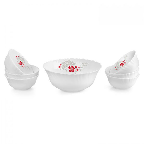 Scarlet Bliss Dazzle Series Pudding Set, Set Of 7, White