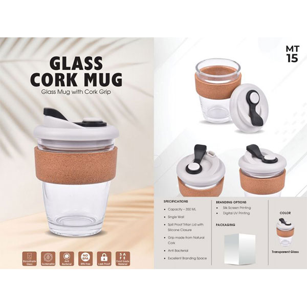 Glass Cork Mug 350Ml