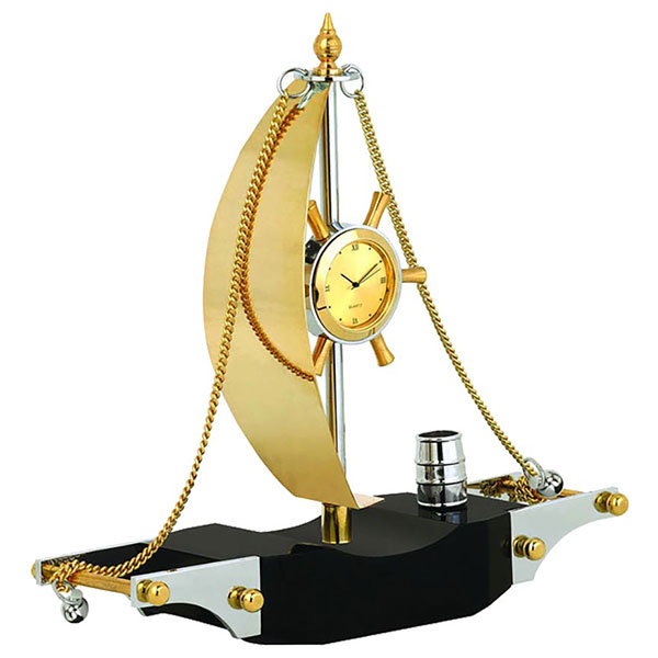 Boat With Wooden And Chrome Finish Model-1014 60X215X225Mm