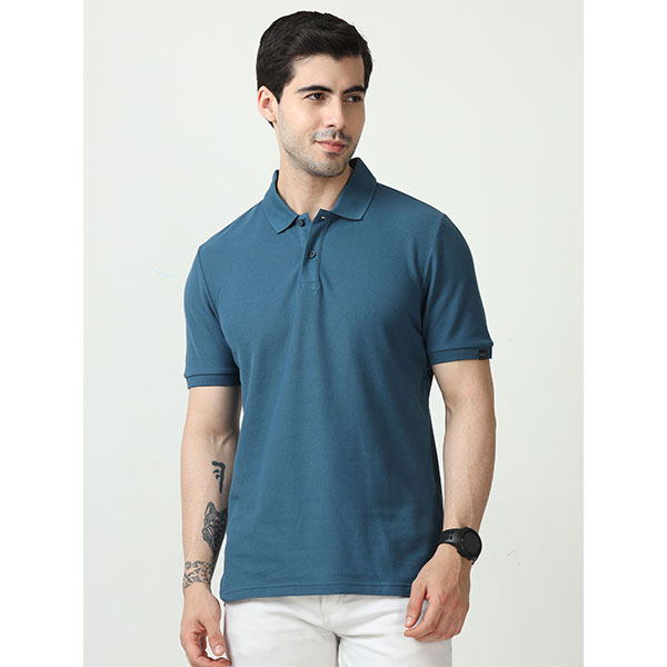 Marks & Spencer Plain Polo T-Shirt-Petrol