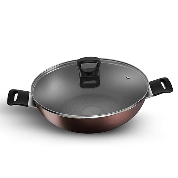 Tefal Day By Day Non Stick Kadai, Smart Thermo Signal Temperature Indicator Technology, Titanium Coating, Black, Ddka-26