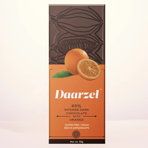 Daarzel - 70% Dark Chocolate Bar With Orange | Vegan & Gluten Free | 50 G