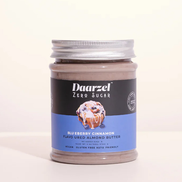 Daarzel Zero Sugar - Almond Butter Blueberry Cinnamon Bun Flavoured | Vegan | Gluten Free | Keto Friendly |Non Gmo Low Carb 200G