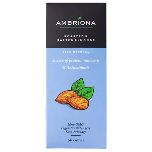 Roasted & Salted Almonds:100% Natural, Source Of Protien, Nutrients & Antioxidants. Non Gmo, Vegan, Gluten Free & Keto Friendly | 50 G