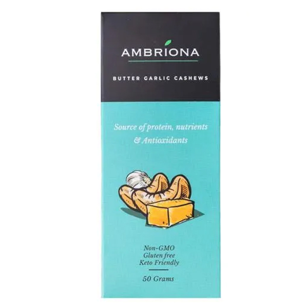 Butter Garlic Cashews : 100% Natural, Source Of Protien, Nutrients & Antioxidants. Non Gmo, Gluten Free & Keto Friendly | 50 Gl (Non Vegan)