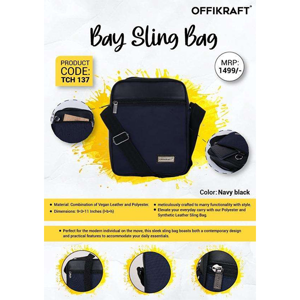 Bay Sling Bag Tch Navy Blue & Black